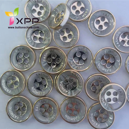 Two Color Clear Plastic Button with Golden Edge