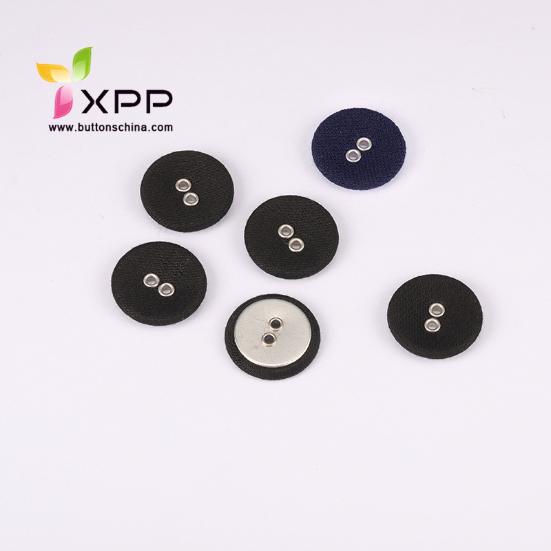 Metal Cover Fabric Button with 2 Metal Eyelet Pig Nose Button